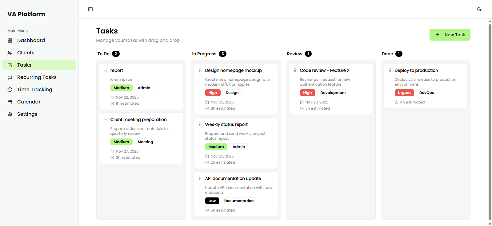 VA Dashboard preview